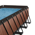Piscine hors sol rectangulaire Wood 540x250x100cm avec pompe filtrante à sable, dôme et pompe à chaleur – Exit Toys