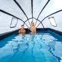 Piscine hors sol rectangulaire Wood 540x250x100cm avec pompe filtrante à sable, dôme et pompe à chaleur – Exit Toys