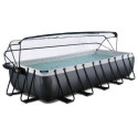 Piscine hors sol rectangulaire Black Leather 540x250x100cm avec pompe filtrante à sable, dôme et pompe à chaleur – Exit Toys