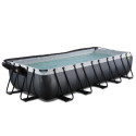 Piscine hors sol rectangulaire Black Leather 540x250x100cm avec pompe filtrante à sable, dôme et pompe à chaleur – Exit Toys