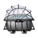 Piscine hors sol rectangulaire Black Leather 540x250x100cm avec pompe filtrante à sable, dôme et pompe à chaleur – Exit Toys