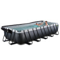 Piscine hors sol rectangulaire Black Leather 540x250x100cm avec pompe filtrante à sable, dôme et pompe à chaleur – Exit Toys