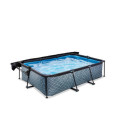 Piscine hors sol rectangulaire Stone 220x150x65cm avec pompe filtrante et voile d'ombrage – Exit Toys
