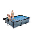 Piscine hors sol rectangulaire Stone 220x150x65cm avec pompe filtrante et voile d'ombrage – Exit Toys