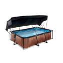 Piscine hors sol rectangulaire Wood 220x150x65cm avec pompe filtrante et voile d'ombrage – Exit Toys