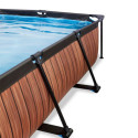 Piscine hors sol rectangulaire Wood 220x150x65cm avec pompe filtrante et voile d'ombrage – Exit Toys