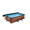 Piscine hors sol rectangulaire Wood 220x150x65cm avec pompe filtrante et voile d'ombrage – Exit Toys