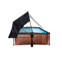 Piscine hors sol rectangulaire Wood 220x150x65cm avec pompe filtrante et voile d'ombrage – Exit Toys
