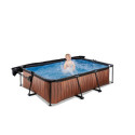Piscine hors sol rectangulaire Wood 220x150x65cm avec pompe filtrante et voile d'ombrage – Exit Toys
