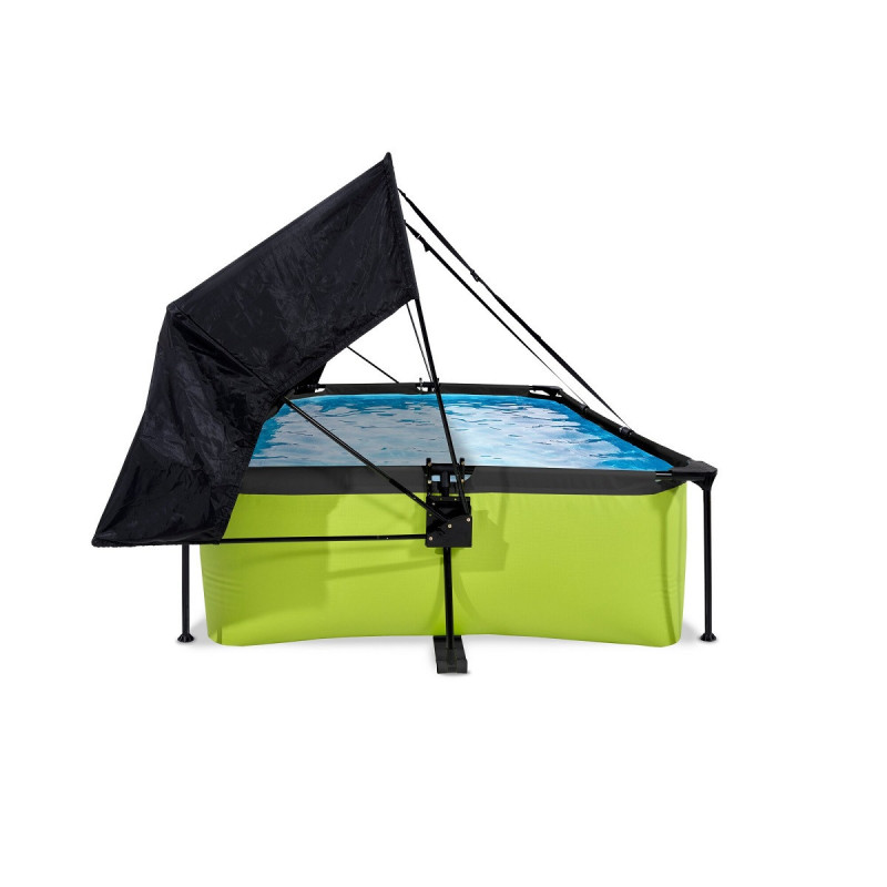 Piscine hors sol rectangulaire Lime 220x150x65cm avec pompe filtrante et voile d'ombrage – Exit Toys