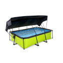 Piscine hors sol rectangulaire Lime 220x150x65cm avec pompe filtrante et voile d'ombrage – Exit Toys