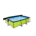 Piscine hors sol rectangulaire Lime 220x150x65cm avec pompe filtrante et voile d'ombrage – Exit Toys