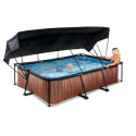 Piscine hors sol rectangulaire Wood 300x200x65cm avec pompe filtrante et voile d'ombrage – Exit Toys