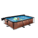 Piscine hors sol rectangulaire Wood 300x200x65cm avec pompe filtrante et voile d'ombrage – Exit Toys