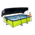 Piscine hors sol rectangulaire Lime 300x200x65cm avec pompe filtrante et voile d'ombrage – Exit Toys
