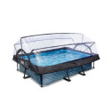 Piscine hors sol rectangulaire Stone 220x150x65cm avec pompe filtrante et dôme – Exit Toys
