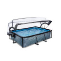 Piscine hors sol rectangulaire Stone 220x150x65cm avec pompe filtrante et dôme – Exit Toys