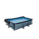 Piscine hors sol rectangulaire Stone 220x150x65cm avec pompe filtrante et dôme – Exit Toys