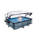Piscine hors sol rectangulaire Stone 220x150x65cm avec pompe filtrante et dôme – Exit Toys