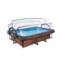 Piscine hors sol rectangulaire Wood 220x150x65cm avec pompe filtrante et dôme – Exit Toys