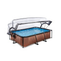 Piscine hors sol rectangulaire Wood 220x150x65cm avec pompe filtrante et dôme – Exit Toys