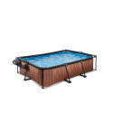 Piscine hors sol rectangulaire Wood 220x150x65cm avec pompe filtrante et dôme – Exit Toys