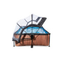 Piscine hors sol rectangulaire Wood 220x150x65cm avec pompe filtrante et dôme – Exit Toys