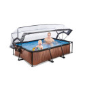 Piscine hors sol rectangulaire Wood 220x150x65cm avec pompe filtrante et dôme – Exit Toys