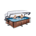Piscine hors sol rectangulaire Wood 220x150x65cm avec pompe filtrante et dôme – Exit Toys