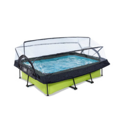 Piscine hors sol rectangulaire Lime 220x150x65cm avec pompe filtrante et dôme – Exit Toys