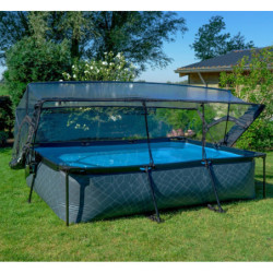 Piscine hors sol rectangulaire Stone 300x200x65cm avec pompe filtrante et dôme – Exit Toys
