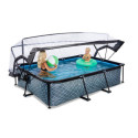 Piscine hors sol rectangulaire Stone 300x200x65cm avec pompe filtrante et dôme – Exit Toys