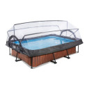 Piscine hors sol rectangulaire Wood 300x200x65cm avec pompe filtrante et dôme – Exit Toys