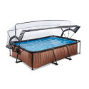 Piscine hors sol rectangulaire Wood 300x200x65cm avec pompe filtrante et dôme – Exit Toys