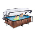Piscine hors sol rectangulaire Wood 300x200x65cm avec pompe filtrante et dôme – Exit Toys