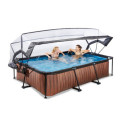 Piscine hors sol rectangulaire Wood 300x200x65cm avec pompe filtrante et dôme – Exit Toys