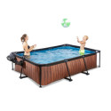 Piscine hors sol rectangulaire Wood 300x200x65cm avec pompe filtrante et dôme – Exit Toys