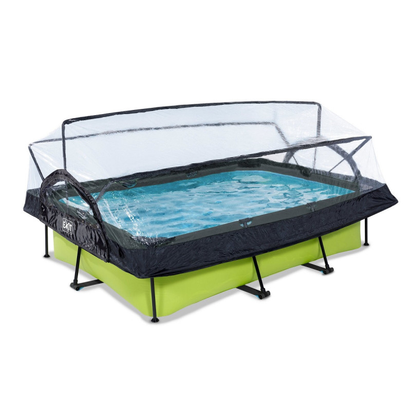 Piscine hors sol rectangulaire Lime 300x200x65cm avec pompe filtrante et dôme – Exit Toys