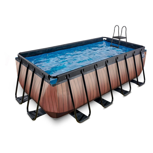 Piscine hors sol rectangulaire Wood 400x200x122cm avec pompe filtrante – Exit Toys