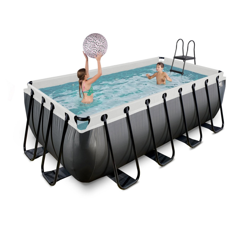 Piscine hors sol rectangulaire Black Leather 400x200x122cm avec pompe filtrante – Exit Toys