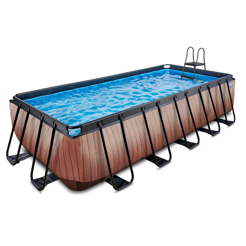 Piscine hors sol rectangulaire Wood 540x250x122cm avec pompe filtrante – Exit Toys