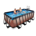 Piscine hors sol rectangulaire Wood 400x200x122cm avec pompe filtrante à sable – Exit Toys