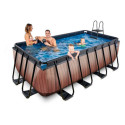 Piscine hors sol rectangulaire Wood 400x200x122cm avec pompe filtrante à sable – Exit Toys