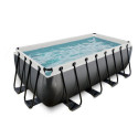 Piscine hors sol rectangulaire Black Leather 400x200x122cm avec pompe filtrante à sable – Exit Toys