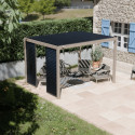 Pergola bioclimatique autoportante en alu aspect bois 3x4m Ombrea