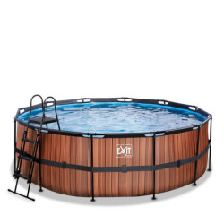 Piscine hors sol ronde Wood ø427x122cm avec pompe filtrante – Exit Toys