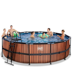 Piscine hors sol ronde Wood ø488x122cm avec pompe filtrante – Exit Toys