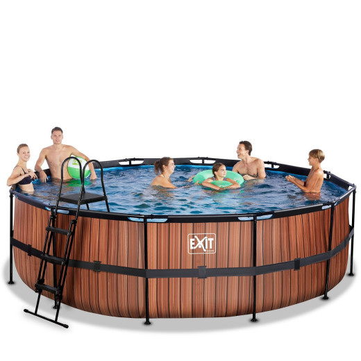 Piscine hors sol ronde Wood ø488x122cm avec pompe filtrante – Exit Toys