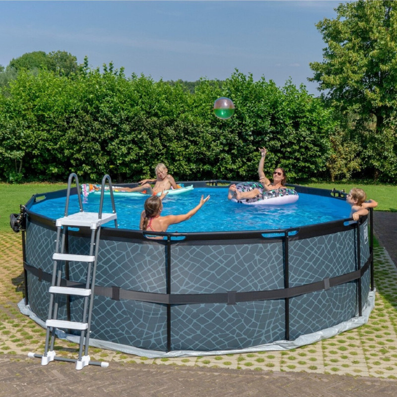 Piscine hors sol ronde Stone ø450x122cm avec pompe filtrante à sable – Exit Toys