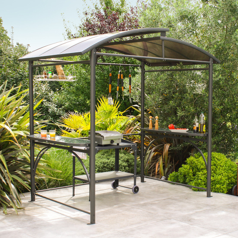 Abri pour barbecue 3,6m² en aluminium gris anthracite et polycarbonate DCB Garden